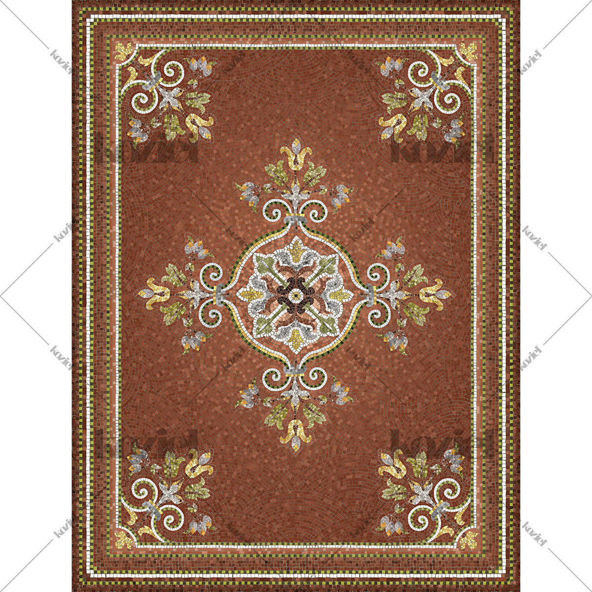 Vinyl mosaic rug Assia - Wide size