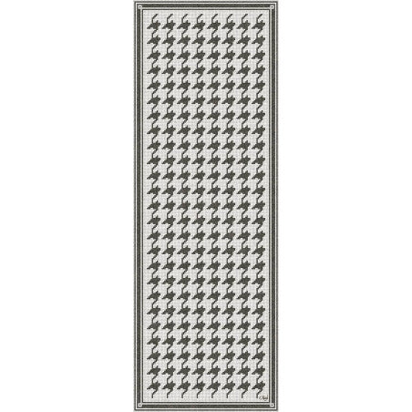 Black houndstooth mosaic vinyl rug - runner