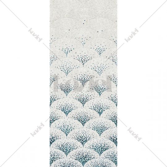 Blue mosaic Art Deco vinyl rug Anthea - runner size 80x198cm