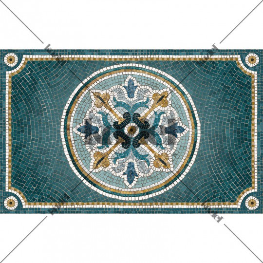 Alma Blue vinyl mosaic rug 96x60cm