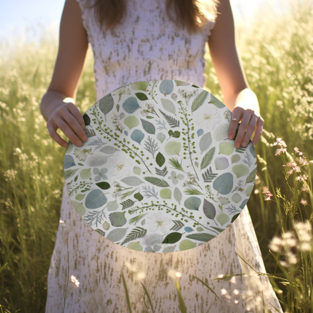 Country garden herbarium round vinyl placemat