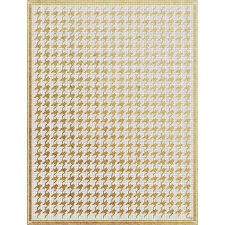 Gold houndstooth mosaic vinyl rug - Wide 150 x 198