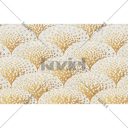 Golden mosaic Art Deco vinyl rug Anthea - 96x60cm