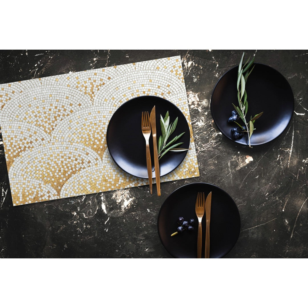 Golden mosaic vinyl placemat