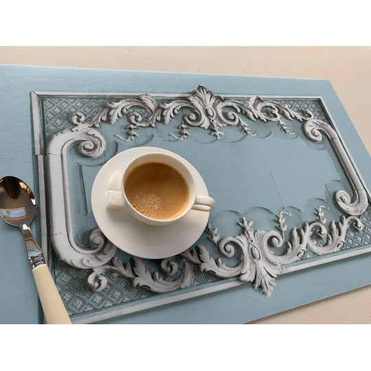 Light blue Haussmann woodworks vinyl placemat