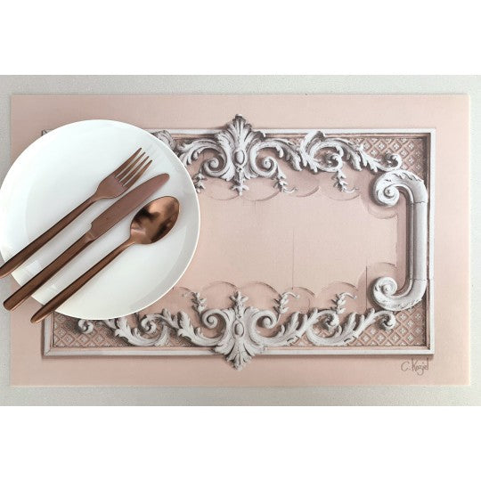 Light pink Haussmann woodworks vinyl placemat