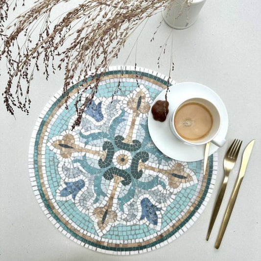 Round mosaic vinyl placemat Alma