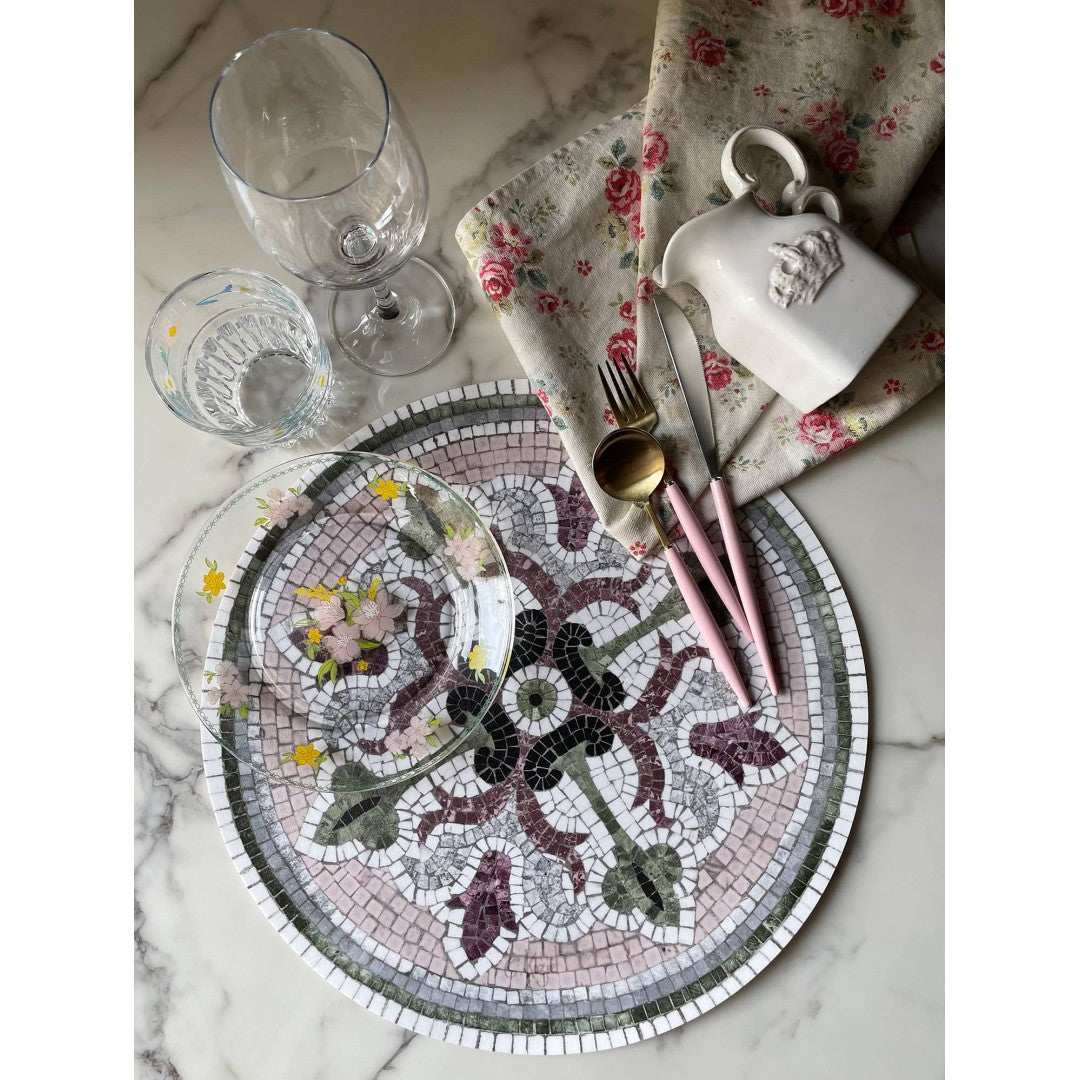 Round Mosaic vinyl placemat Flora