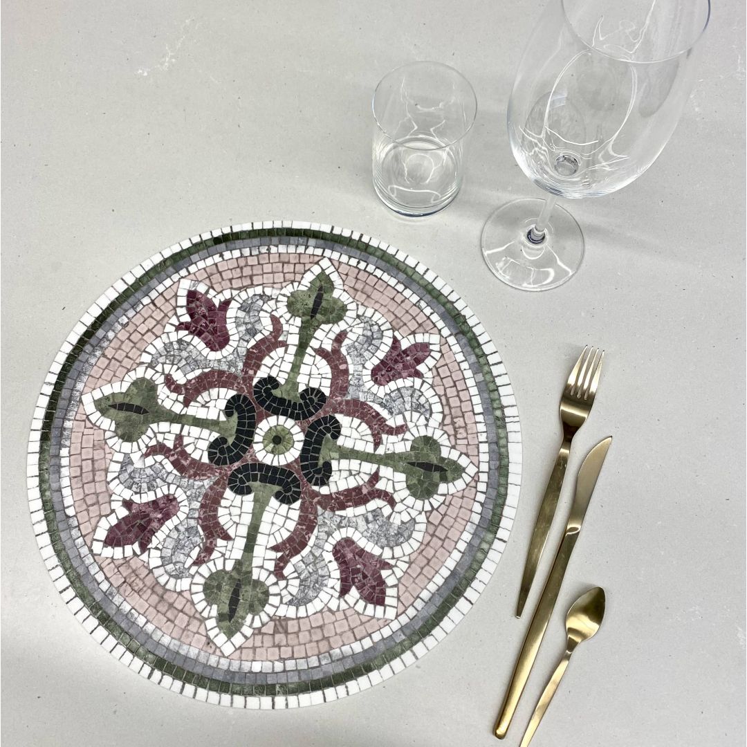 Round Mosaic vinyl placemat Flora