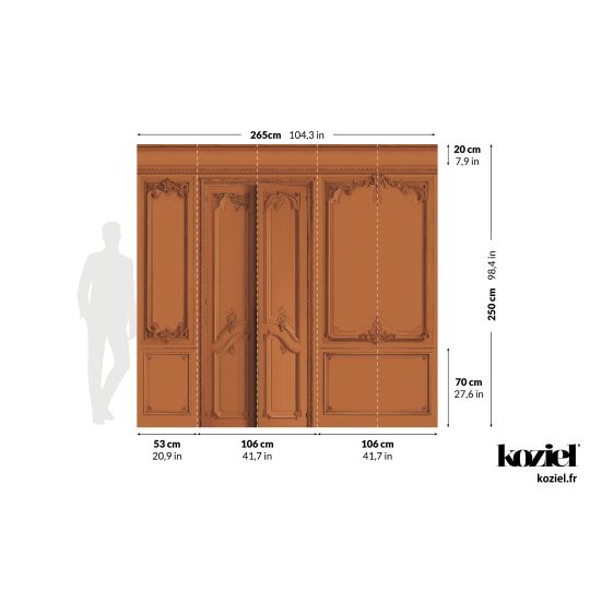 Set of Haussmann wood panels - Burnt Sienna