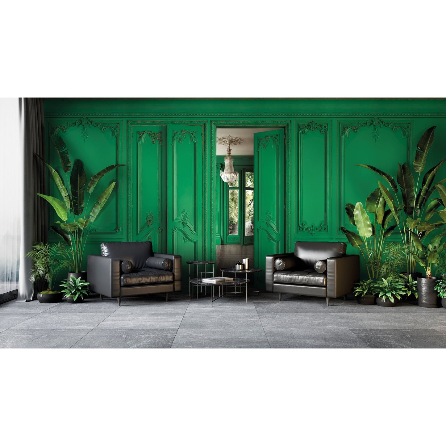 Set of Haussmann wood panels - Canopy green