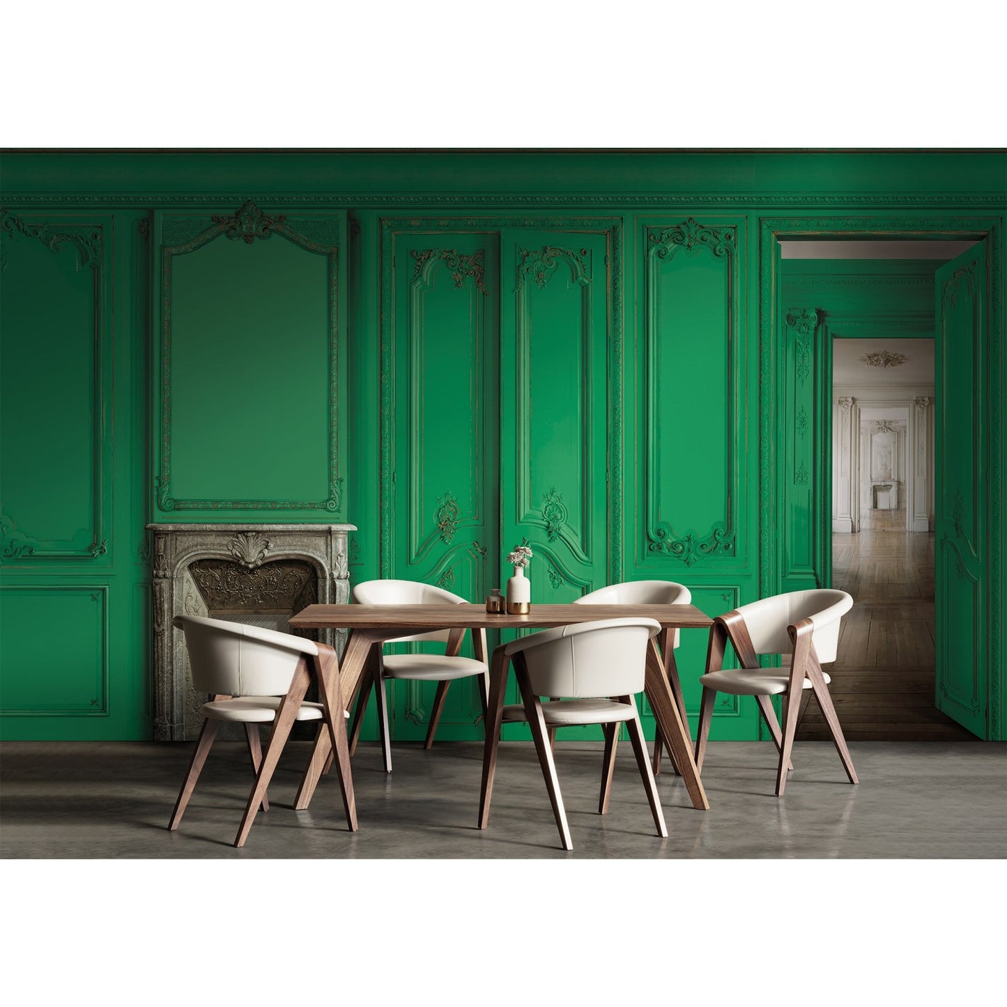 Set of Haussmann wood panels - Canopy green