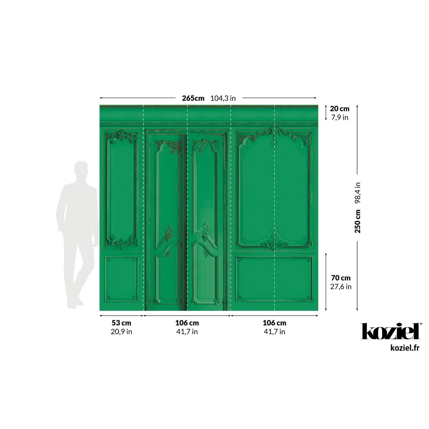 Set of Haussmann wood panels - Canopy green