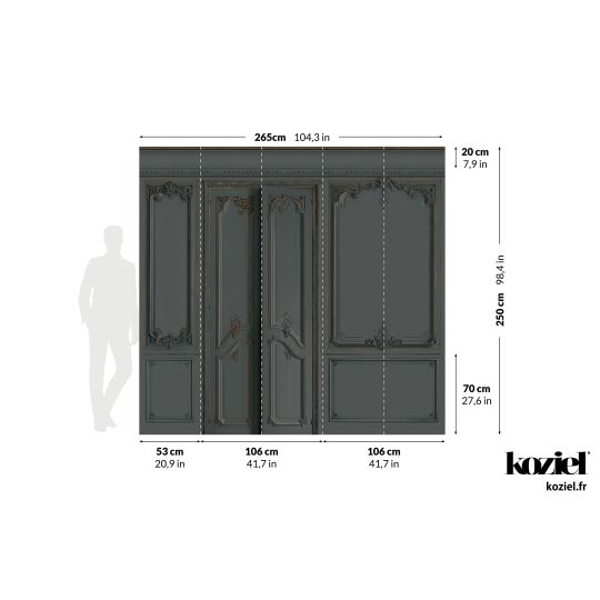 Set of Haussmann wood panels - charcoal