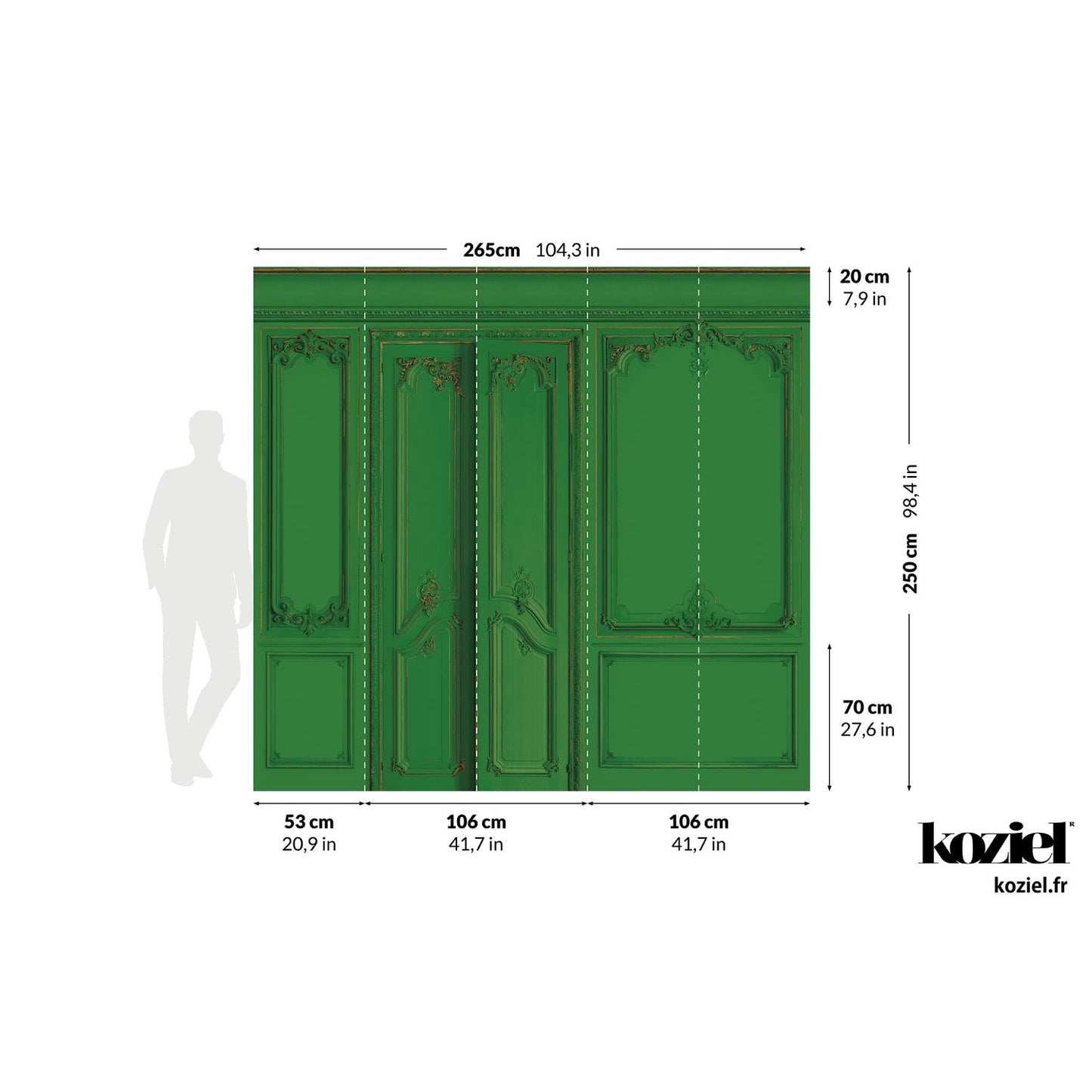 Set of Haussmann wood panels - Emerald