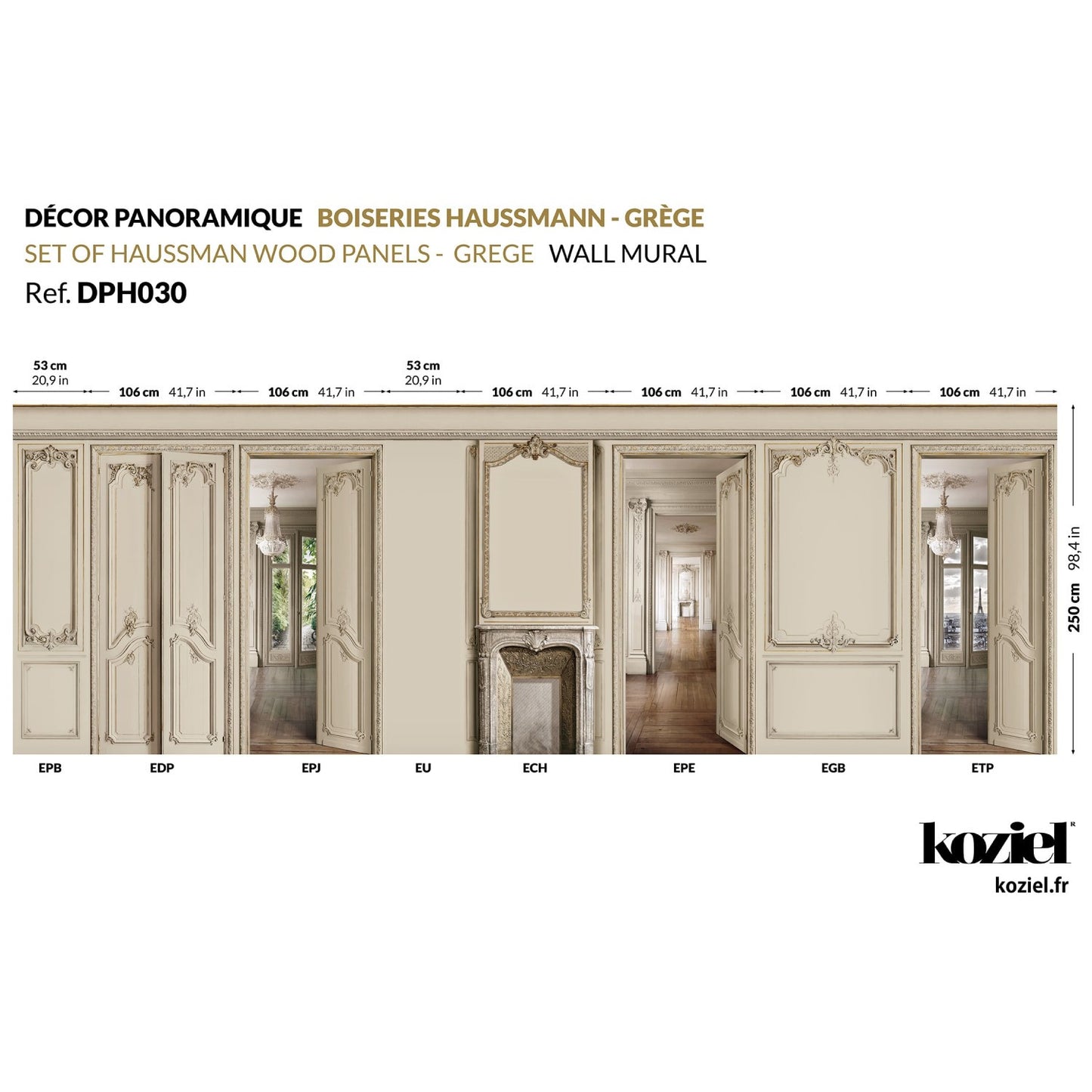 Set of Haussmann wood panels - Grege