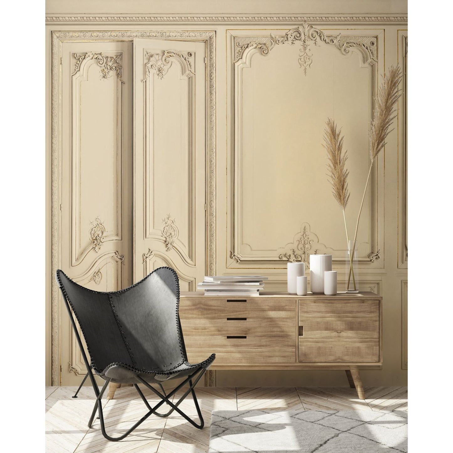 Set of Haussmann wood panels - Latte