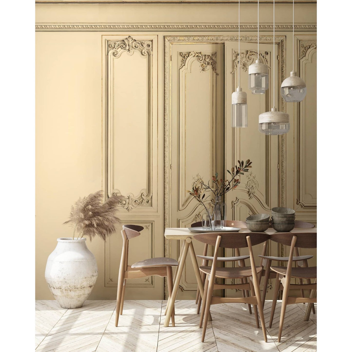 Set of Haussmann wood panels - Latte