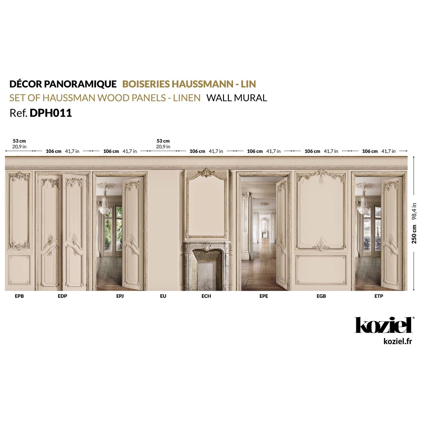 Set of Haussmann wood panels - Linen