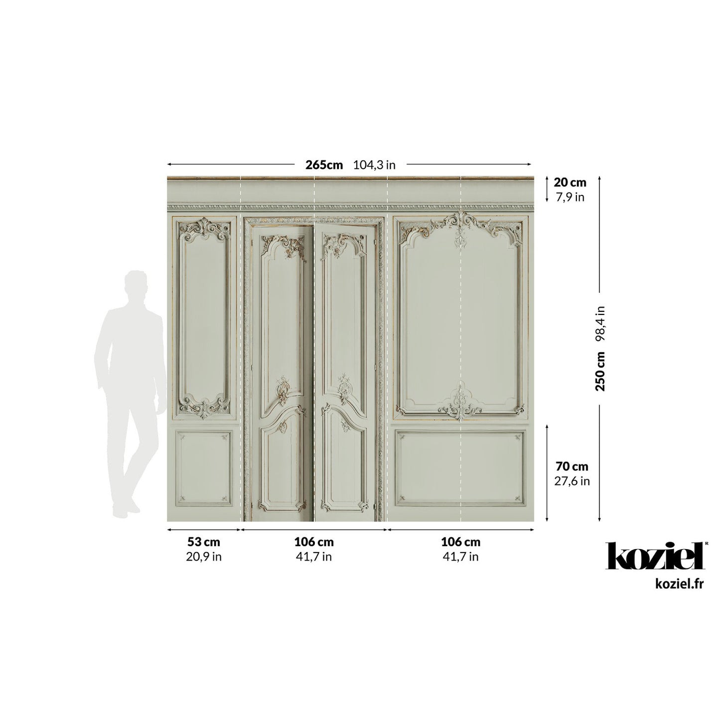 Set of Haussmann wood panels - Lovat Green