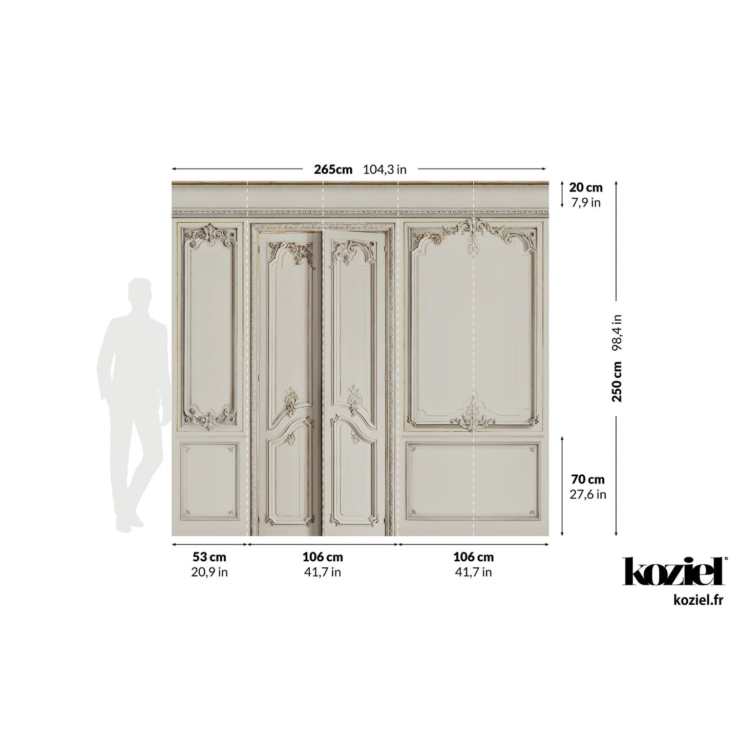 Set of Haussmann wood panels - Mastic