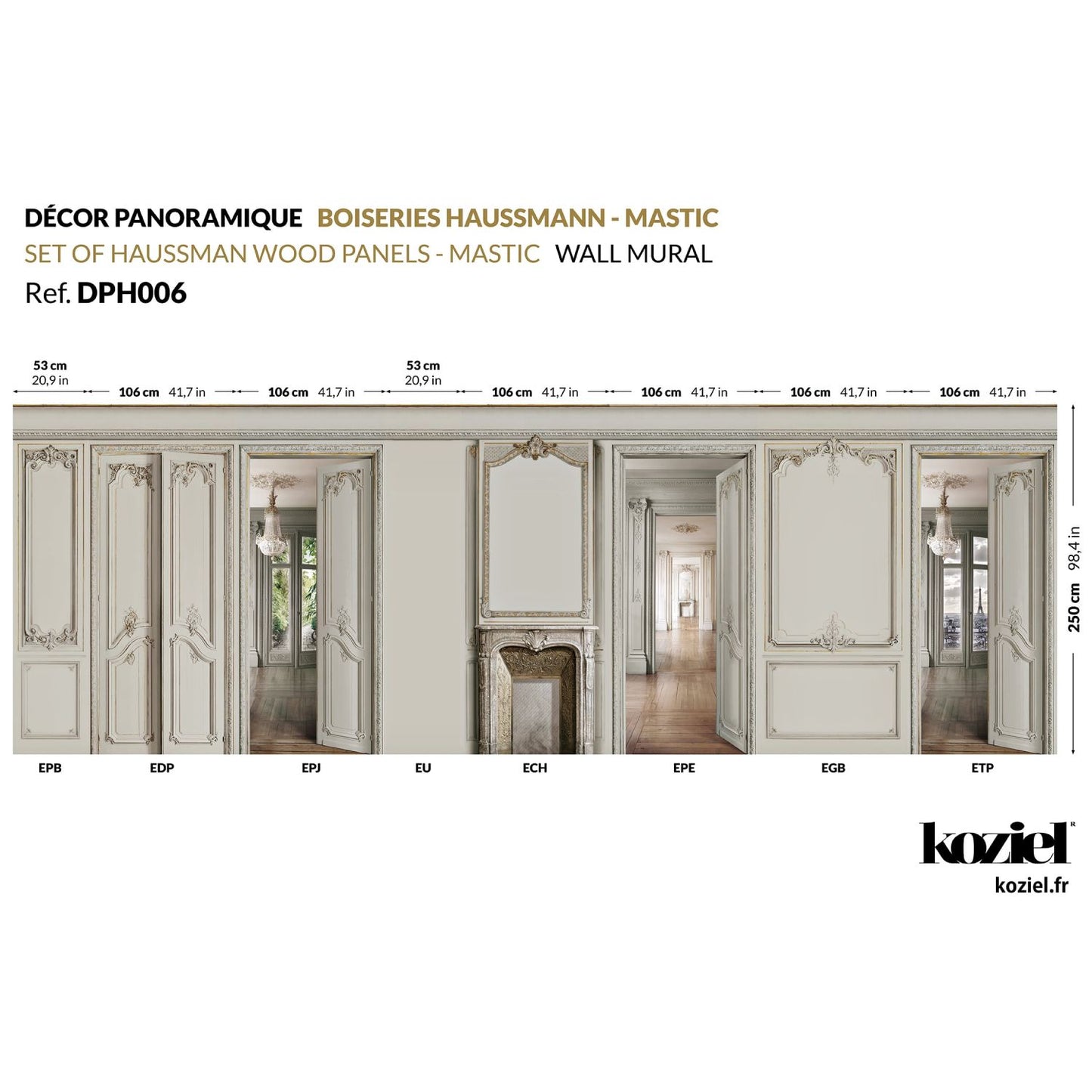 Set of Haussmann wood panels - Mastic