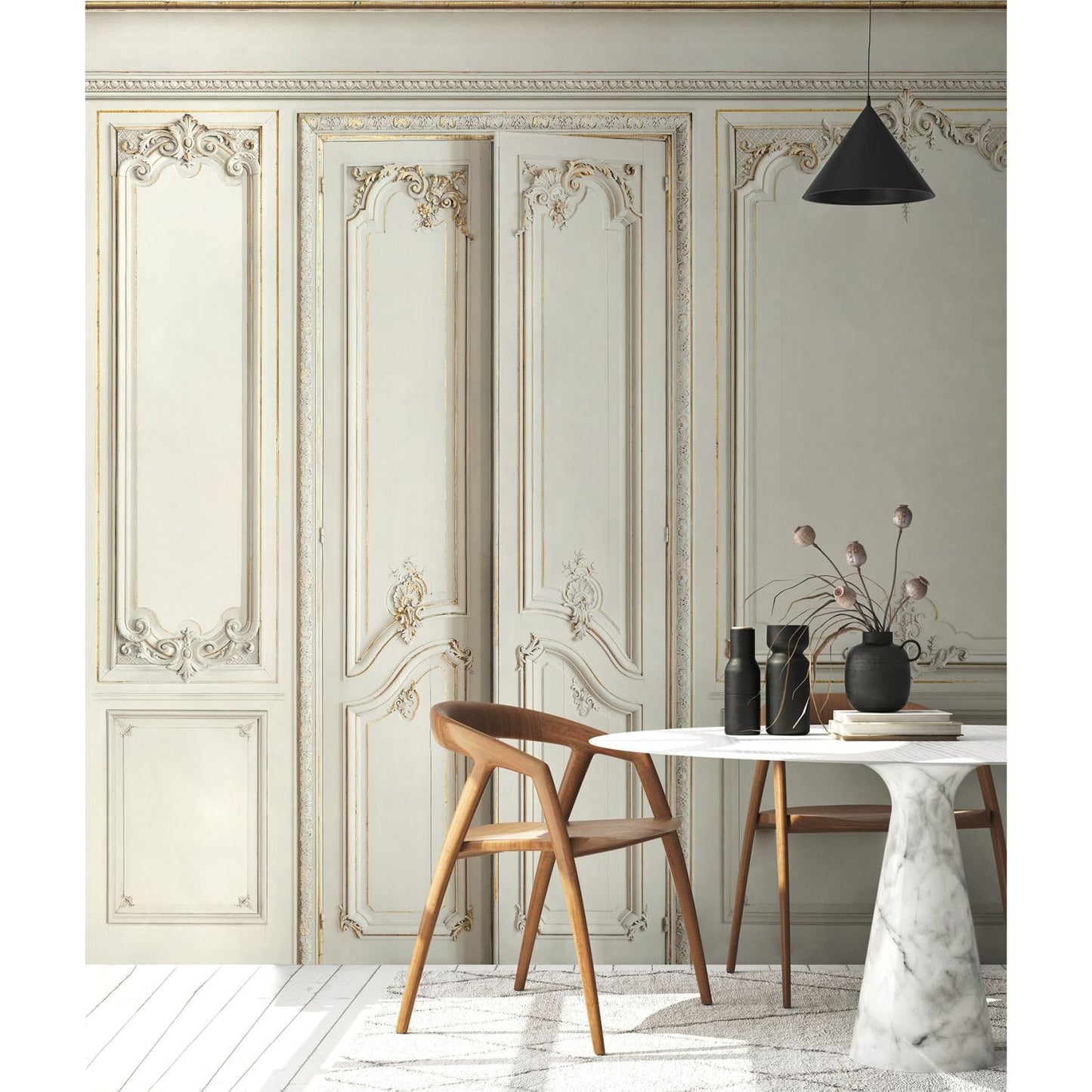 Set of Haussmann wood panels - Mastic