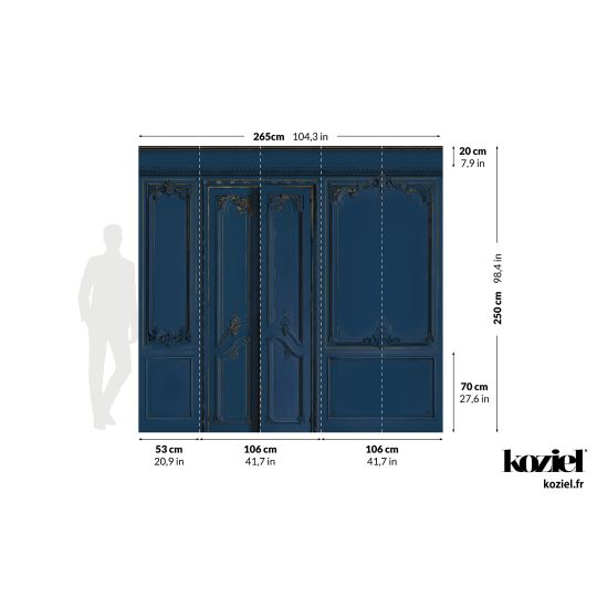 Set of Haussmann wood panels - Night blue