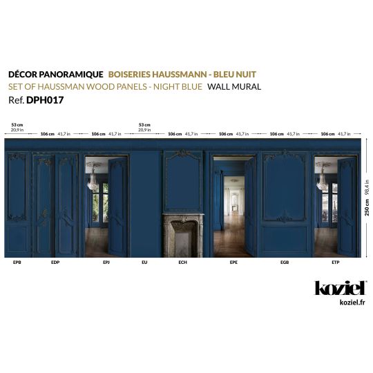 Set of Haussmann wood panels - Night blue