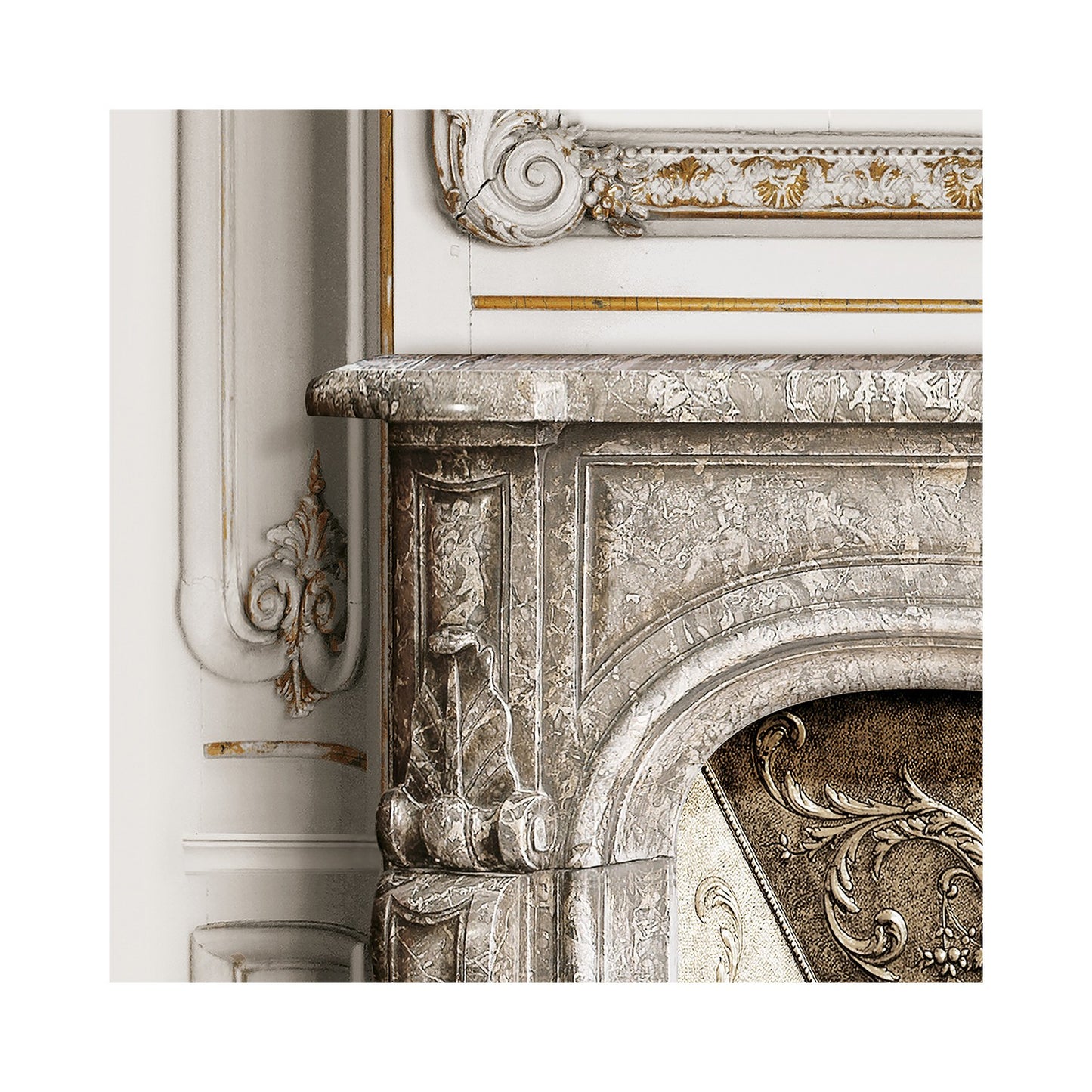 Set of Haussmann wood panels - porcelaine white