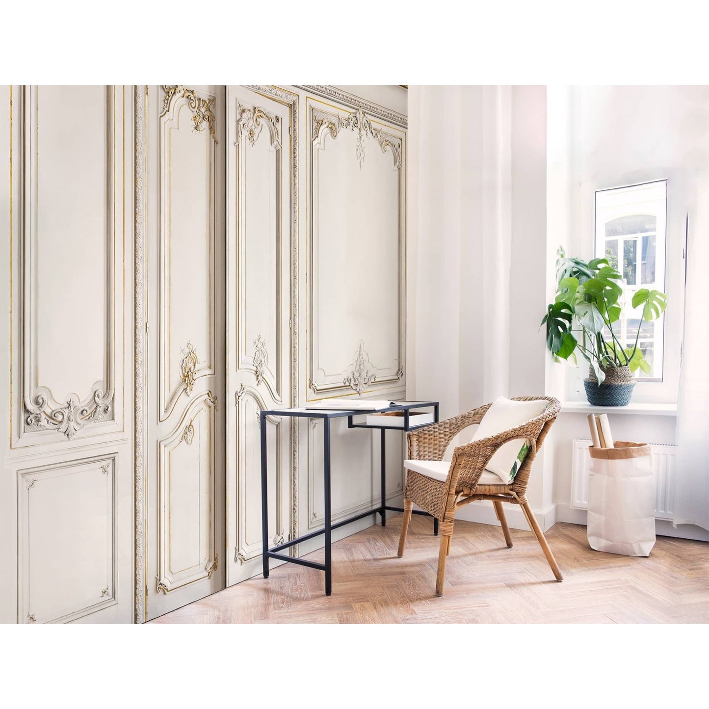 Set of Haussmann wood panels - porcelaine white