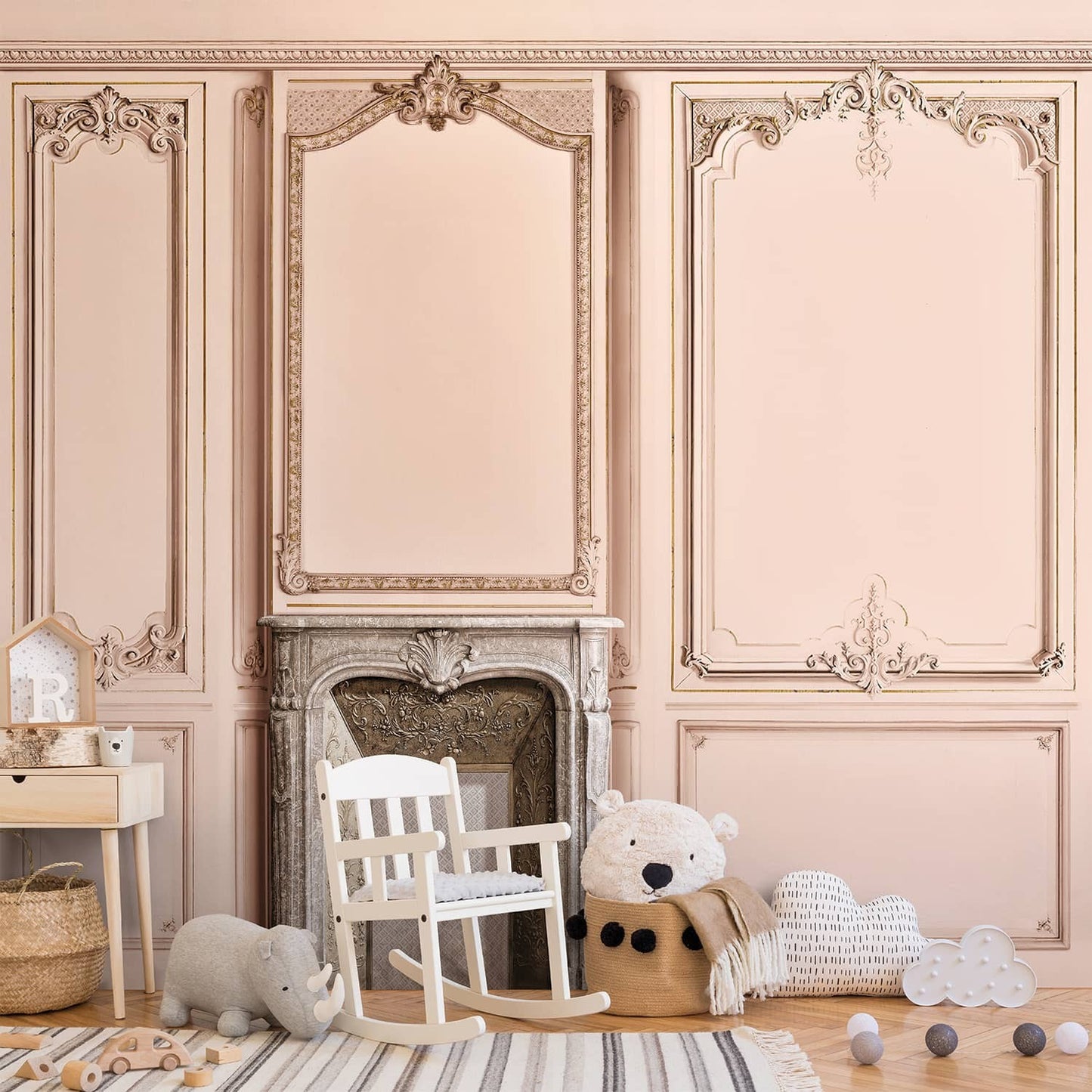 Set of Haussmann wood panels - Salmon Pink