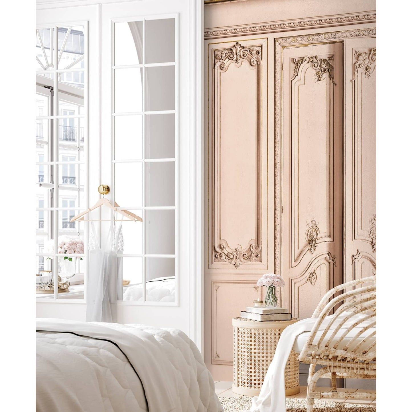 Set of Haussmann wood panels - Salmon Pink