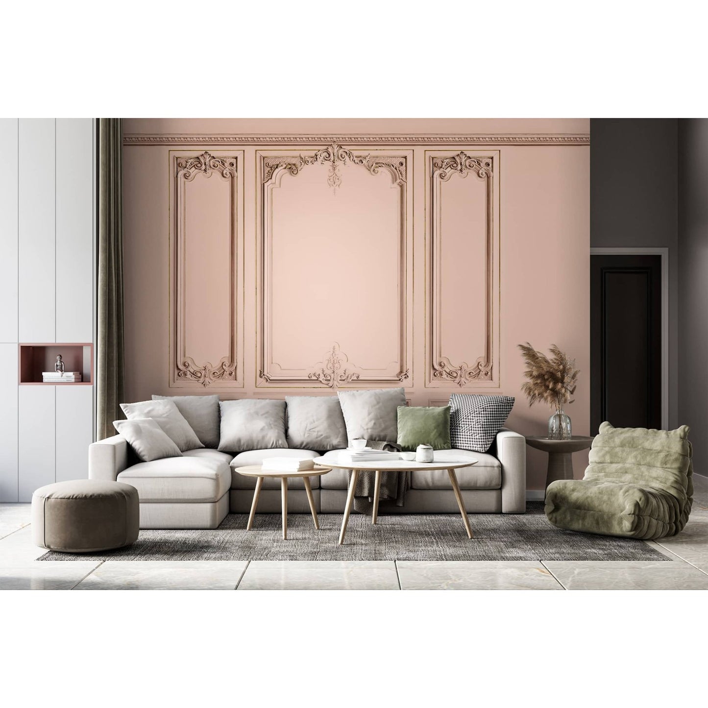 Set of Haussmann wood panels - Salmon Pink