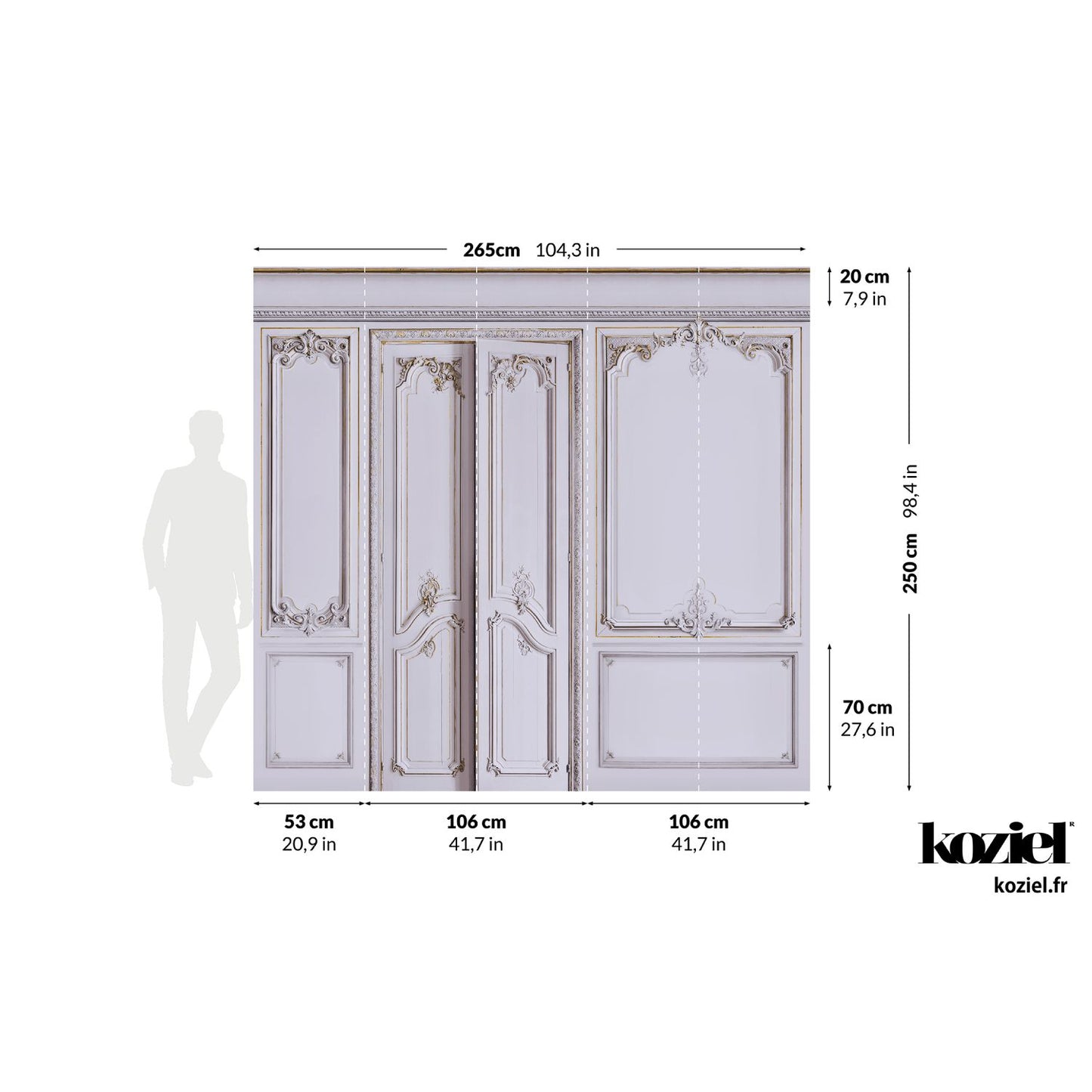 Set of Haussmann wood panels - Wisteria