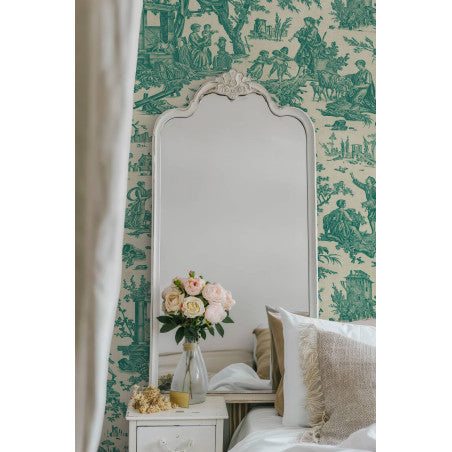 Toile de Jouy pattern wallpaper - Green