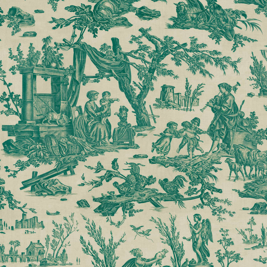 Toile de Jouy pattern wallpaper - Green