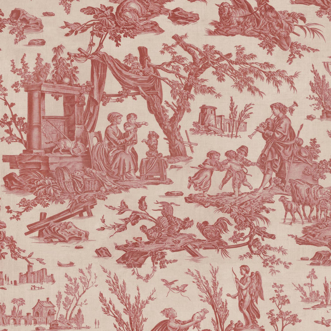 Toile de Jouy pattern wallpaper - Red