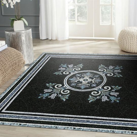 Angelica vinyl mosaic rug - XL Table size 150x150