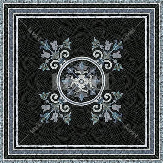 Angelica vinyl mosaic rug - XL Table size 150x150