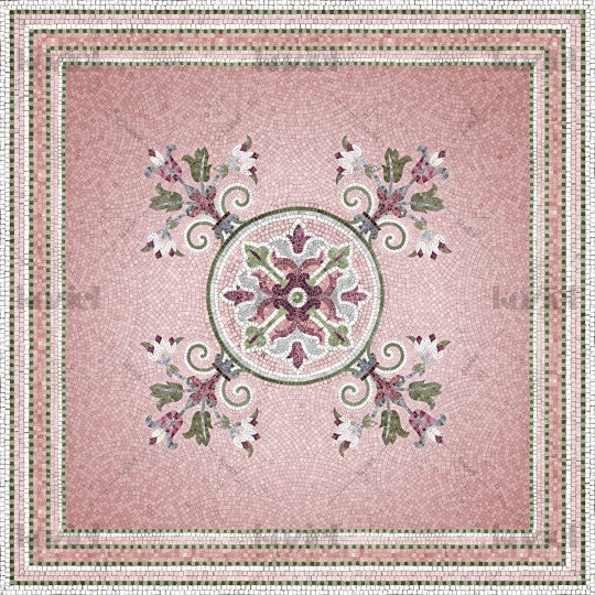 Flora vinyl mosaic rug - XL Table size 150x150