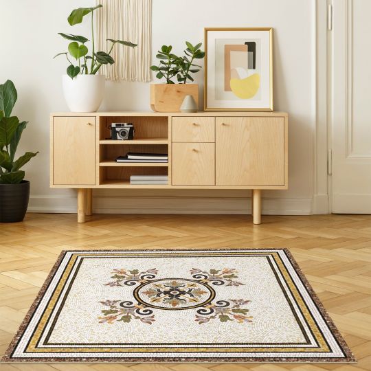 Helena vinyl mosaic rug - XL Table size 150x150