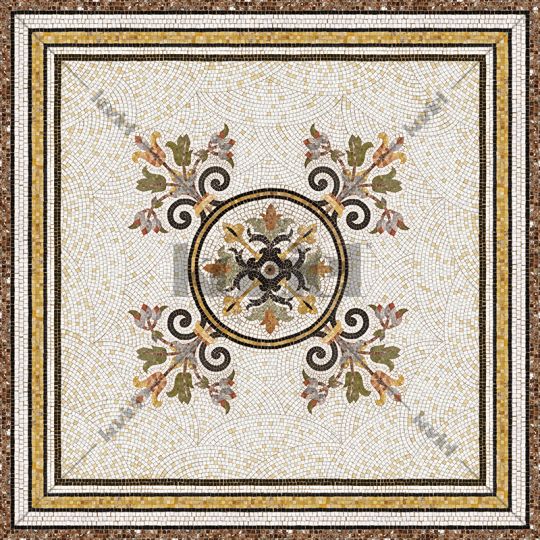 Helena vinyl mosaic rug - XL Table size 150x150