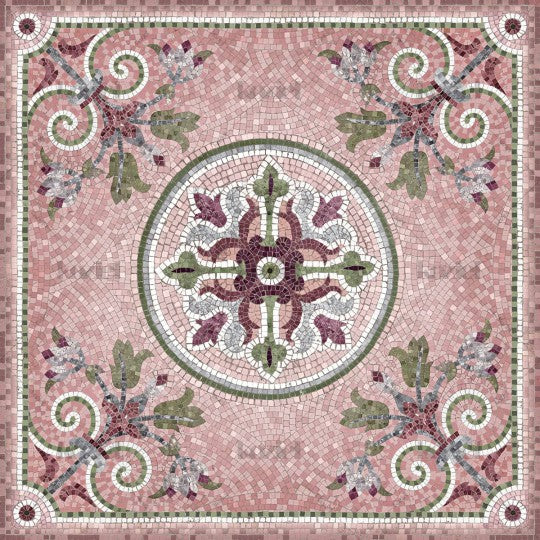 Flora vinyl mosaic rug 98x98cm